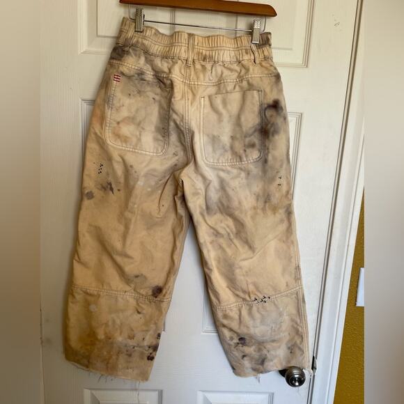BDG Tan & Black Tie Dye Elastic Waist Cargo Capri Cutoffsa Medium Grunge Boho - Picture 5 of 10